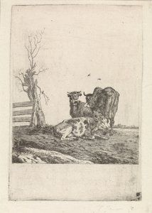 Paysage avec trois vaches