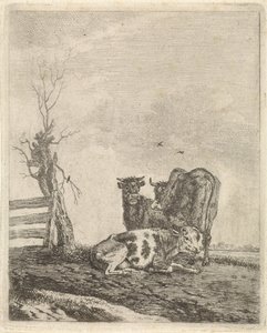 Paysage avec trois vaches