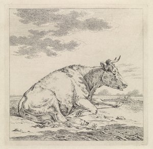 Vache couchée, vers la droite - Pieter Janson