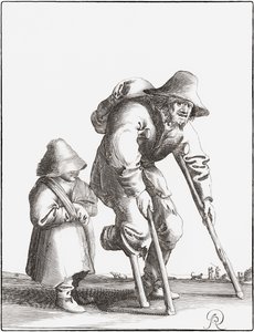 Mendiant estropié avec enfant - Pieter Jansz (after) Quast