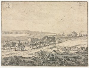 Août : Paysage avec des chariots, vers 1655 - Pieter Molyn