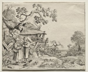 Paysage avec deux paysans conversant