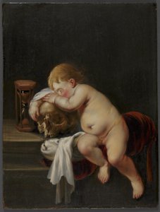 Garçon dormant sur un crâne - Pieter Moninckx