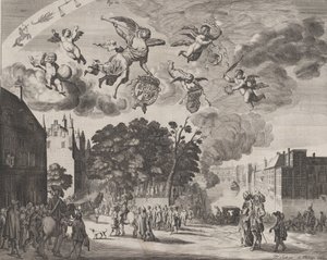 Charles II entrant à La Haye en calèche avec le Mauritshuis à droite - Pieter Philippe