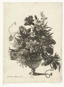 Vase en verre avec des fleurs (Vazen met bloemboeketten) - Pieter Schenk (I)