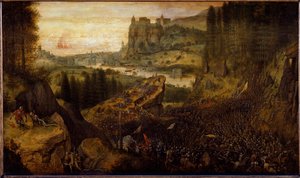 Bataille entre Philistins et Israélites : Saül et son écuyer se jettent sur leur épée - Pieter Bruegel the Elder