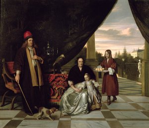 Portrait de famille sur une terrasse, 1667