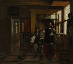 Intérieur avec un jeune couple - Pieter de Hooch
