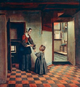 Femme avec un enfant dans un garde-manger, vers 1660