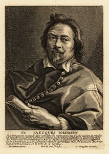 Portrait de Jacques Jordaens, peintre, dessinateur et designer de tapisseries flamand connu pour ses peintures historiques, scènes de genre et portraits - Pieter de II Jode