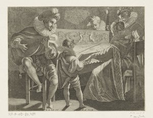 Groupe de musiciens à la lumière de la torche, vers 1600