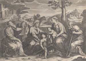 La Sainte Famille à droite, avec le jeune Saint Jean-Baptiste, Élisabeth, Zacharie (détail) - Pieter de Jode II