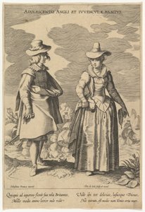 Adolescent anglais et jeune fille de Habitus de Fashions of Different Nations - Pieter de Jode I