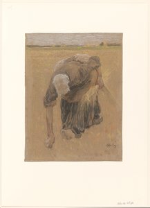 Femme ramassant des épis