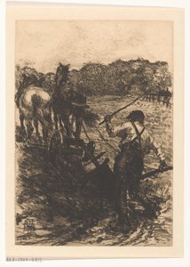 Paysans avec deux chevaux labourant - Pieter de Josselin
