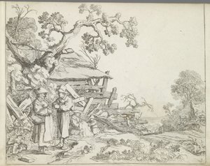 Paysage avec un paysan et une paysanne