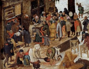 Le paiement de la dîme ou le Dénombrement à Bethléem (détail). Peinture de Pieter le Jeune dit Brueghel d