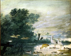 Oiseaux exotiques dans un paysage pittoresque - Pieter the Younger Holsteyn