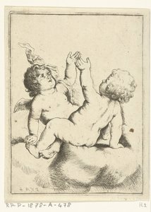 Un ange et un enfant sur un nuage