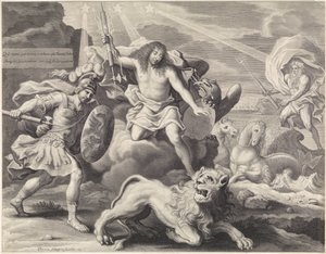 Gravure promotionnelle avec représentation allégorique de Louis XIV en Jupiter, 1659 - Pieter van Schuppen