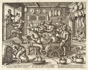 La cuisine grasse, pub. vers 1585 - Pieter van der Borcht