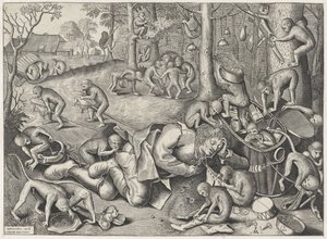 Colporteur volé par des singes - Pieter van der Heyden