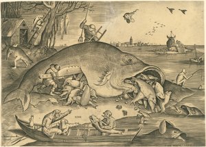 Les Gros Poissons Mangent les Petits Poissons - Pieter van der Heyden after Pieter Bruegel the Elder