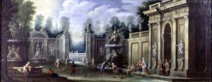 Caprice architectural avec figures - Pietro Paltronieri