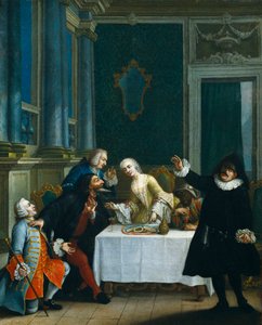 Le goûter avec les masques (détail) - Pietro (school of) Longhi