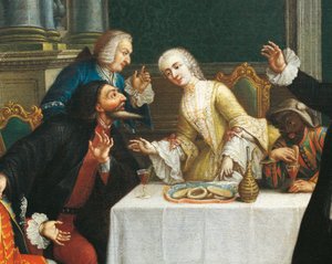 Le goûter avec les masques (détail) - Pietro (school of) Longhi