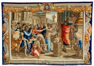 Tapisserie du XVIIe siècle représentant le sacrifice de Lystra - Pietro 1579 1669 Fevère