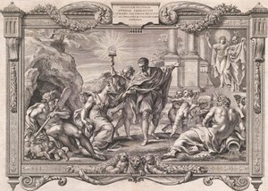 Annibale Carracci présente la peinture à Apollon et Minerve, 1674 - Pietro Aquila