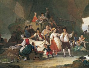 Petit déjeuner au bord de la mer, par Pietro Fabbris (1740-1792) (détail) - Pietro Fabris