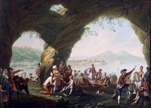 Scènes de la vie quotidienne dans une grotte à Posillipo, près de Naples, par Pietro Fabris