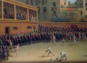Le jeu de handball, par Pietro Fabris (détail), Italie