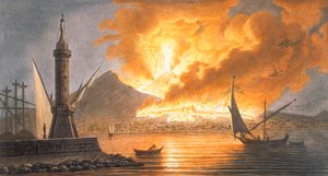Vue de la grande éruption du Vésuve depuis la jetée de Naples dans la nuit du 20 octobre 1767, 1776