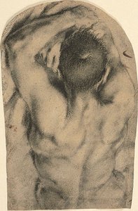 Homme nu allongé vu de dos, vers 1590 - Pietro Faccini