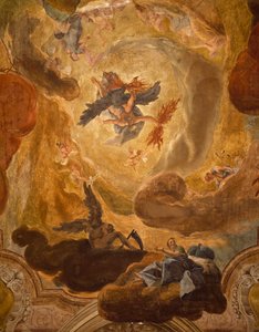 Italie, Venise, Grand Escalier du Palazzo Sagredo, chute des géants, fresque par Pietro Longhi - Pietro Longhi