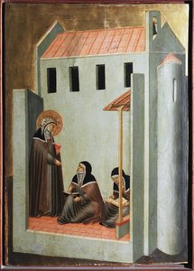 La sainte dicte ses sermons (Polyptyque de la vie de Sainte Humilité)
