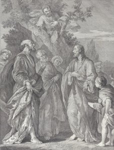 Conversion de Zachée, avec le Christ à droite s