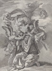 Moïse recevant les Tables de la Loi de Dieu qui descend des cieux, ca. 1730-39 - Pietro Monaco