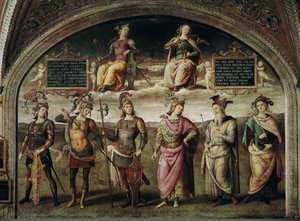 Force et tempérance avec six héros antiques (autoportrait de l