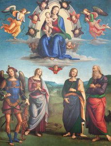 Vierge avec enfant en gloire avec des saints - Pietro Perugino