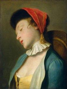 Une fille endormie, 1760-1762