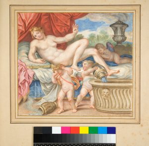 Danaé allongée avec les Cupidons montrés - Pietro Santi Bartoli