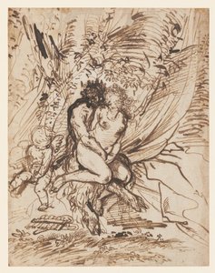 Pan embrassant Vénus observé par Cupidon - Pietro Testa