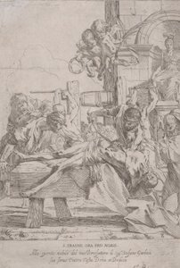 Le martyre de Saint Érasme qui est prostré ayant ses entrailles retirées, deux putti..., vers 1630