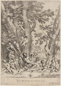Jeune Femme, Entourée de Cupidons (Le Jardin de la Charité, version verticale) - Pietro Testa