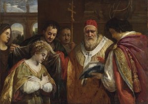 Flavia Domitilla recevant le voile du pape Clément I par Pietro da Cortona - Pietro da Cortona