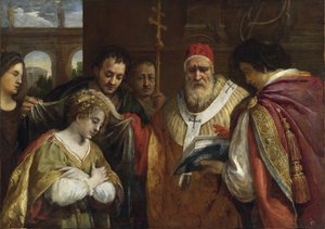 Flavia Domitilla ou sainte Domitille recevant le voile du pape Clément Ier - Pietro da Cortona